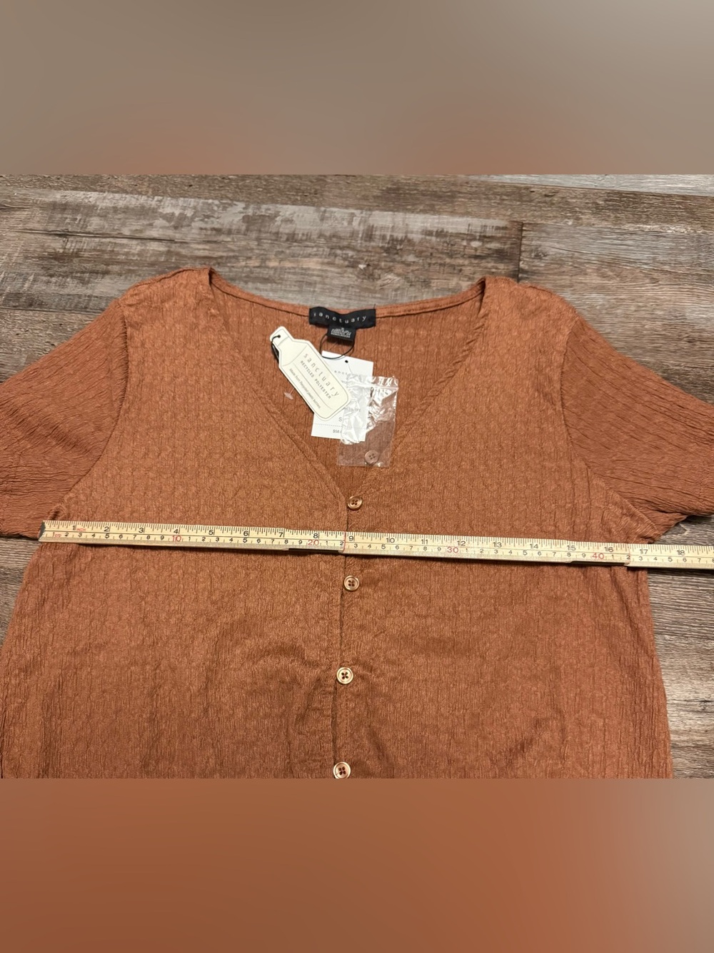 Sanctuary Rust Color  Tie-Front Short Sleeve Blouse NWT Size Small - Picture 3 of 8